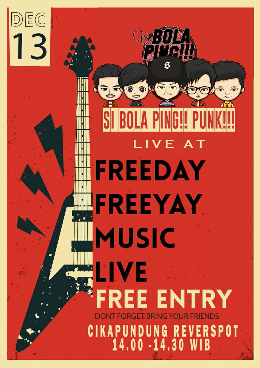 Hari ini pukul 14:00 wib kita ada di Cikapundung Reverspot letsgoow #pingpunkers #sibolapingpunk