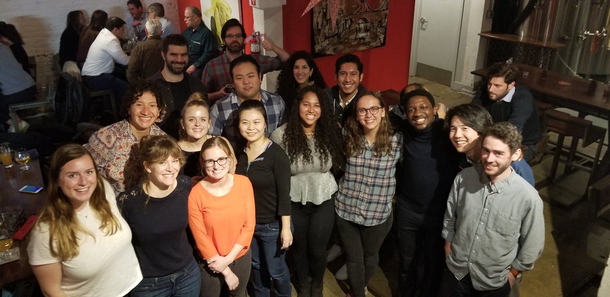 DavidGuzzy's tweet photo. Lots of big smiles from the #Water folks @UMassEWRE @UMassAmherst @umassengin @mass_cee ! Brought to you by @theAGU #AGU19 #AGU100 #LocalBrewingCo #SanFrancisco https://t.co/W2rBCRU2WL