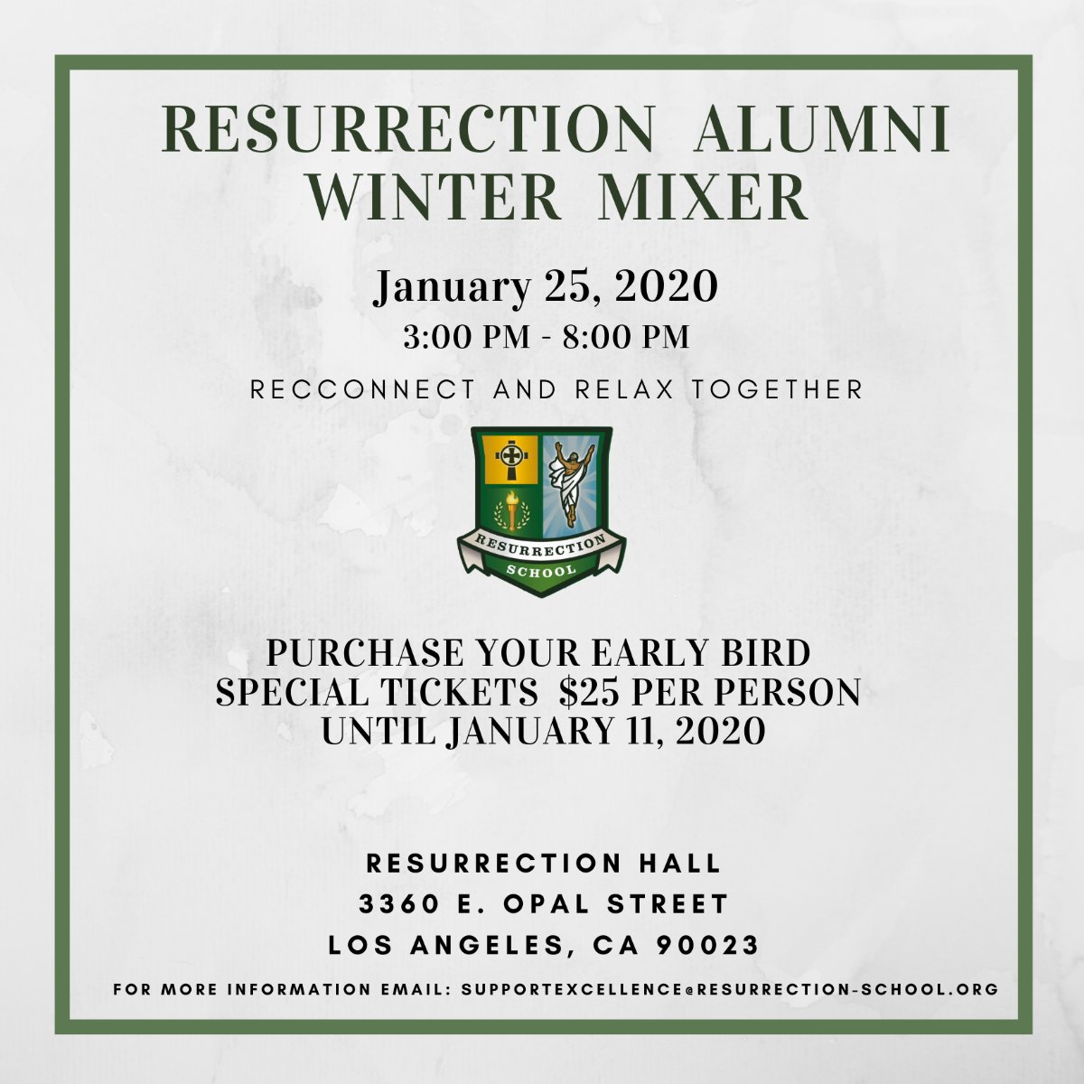 ResurrectionSc's tweet image. Alumni Winter Mixer -Get Your Tickets Now - January 25, 2020 - All Classes Invited - mailchi.mp/a4360e4666ed/x…