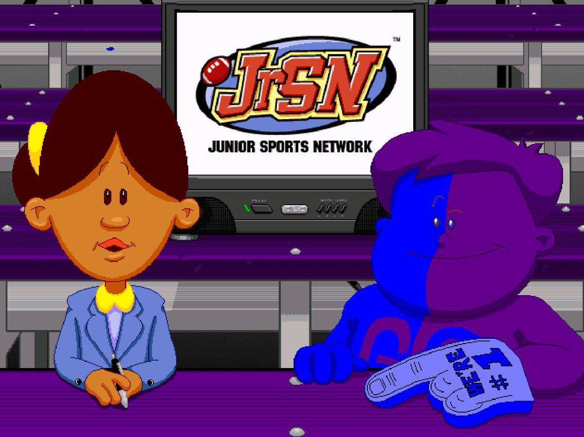 HumongousFishes's tweet photo. The Super Colossal Cereal Bowl is live on jrSN.

"This game will decide who's the champ, and who's the chump." - @ChuckDownfield1 

The Fishes win the toss &amp; take the ball. Mikey Thomas will start at QB with an extra snot rag in his jeans. Barry Sanders will serve as head coach. https://t.co/Y26UVG1Kbq