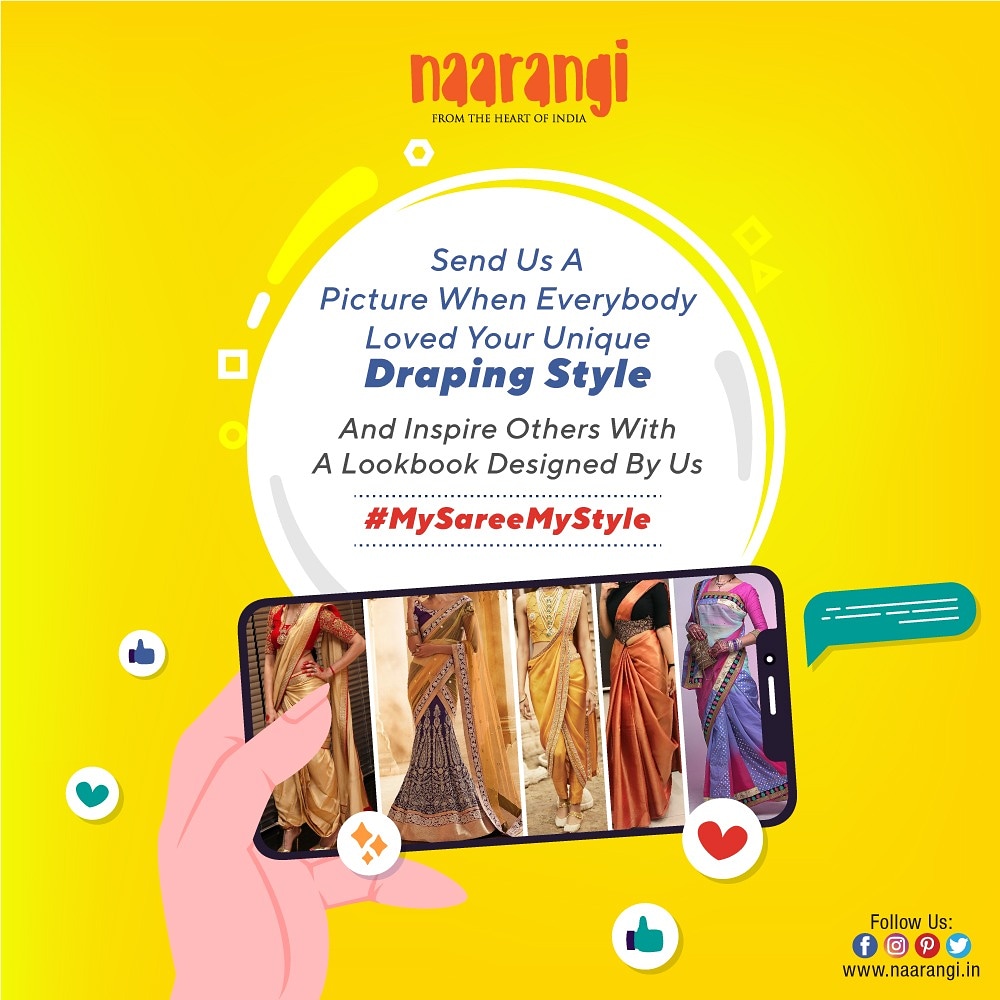 NaarangiCrafts's tweet photo. The wait is finally over!
Presenting #MySareeMyStyle contest, where you can flaunt your unique draping style! 

#sarees #Style #styleinspo #ContestAlert #ComingSoon
#StayTuned #drapingstyle #onlinefashion #unique #naarangicrafts https://t.co/uFLI7ytHsl
