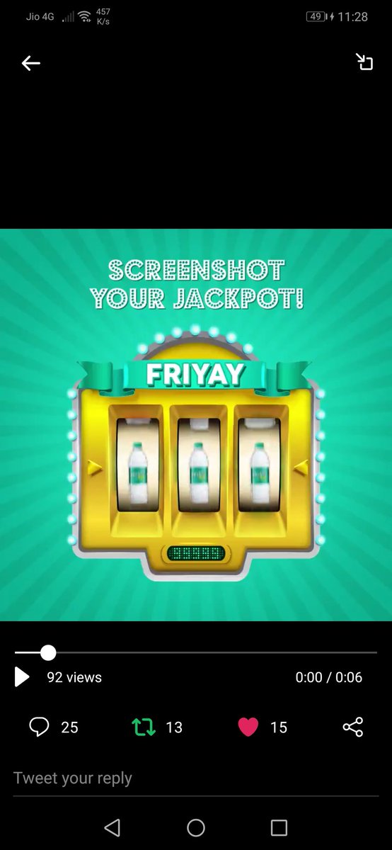 piyushpuri12's tweet photo. @BisleriZone Here's my perfect screenshot #TGIF #BisleriFriyayChallenge
#ParticipateAndWin #ContestAlert #Contest #PauseAndWin Join @RubyAga9339 @PritiNivoriya @Sagar2612 @blessedkamal @friends4_eve @chilled_Sup @SushmaSonu333 @BhavikaRajaswan https://t.co/hRmAZ2AD50