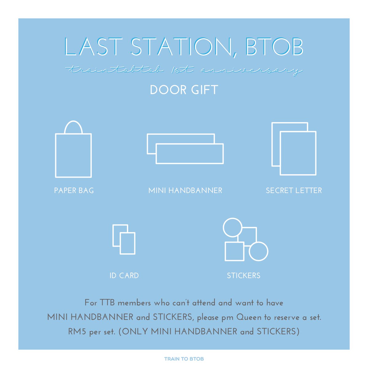QueenTan119's tweet photo. ✨ #LASTSTATIONWITHBTOB ✨

🎉 #TrainToBTOB 1st Anniversary 🎊

Dear #TrainToBTOB members, tomorrow is the day ald. Try your best to win the amazing prizes 🎁 and remember to use our hashtag above. Love you all 😍

See ya and let's have fun tomorrow night 💙✨ https://t.co/JbFpkgo4eE