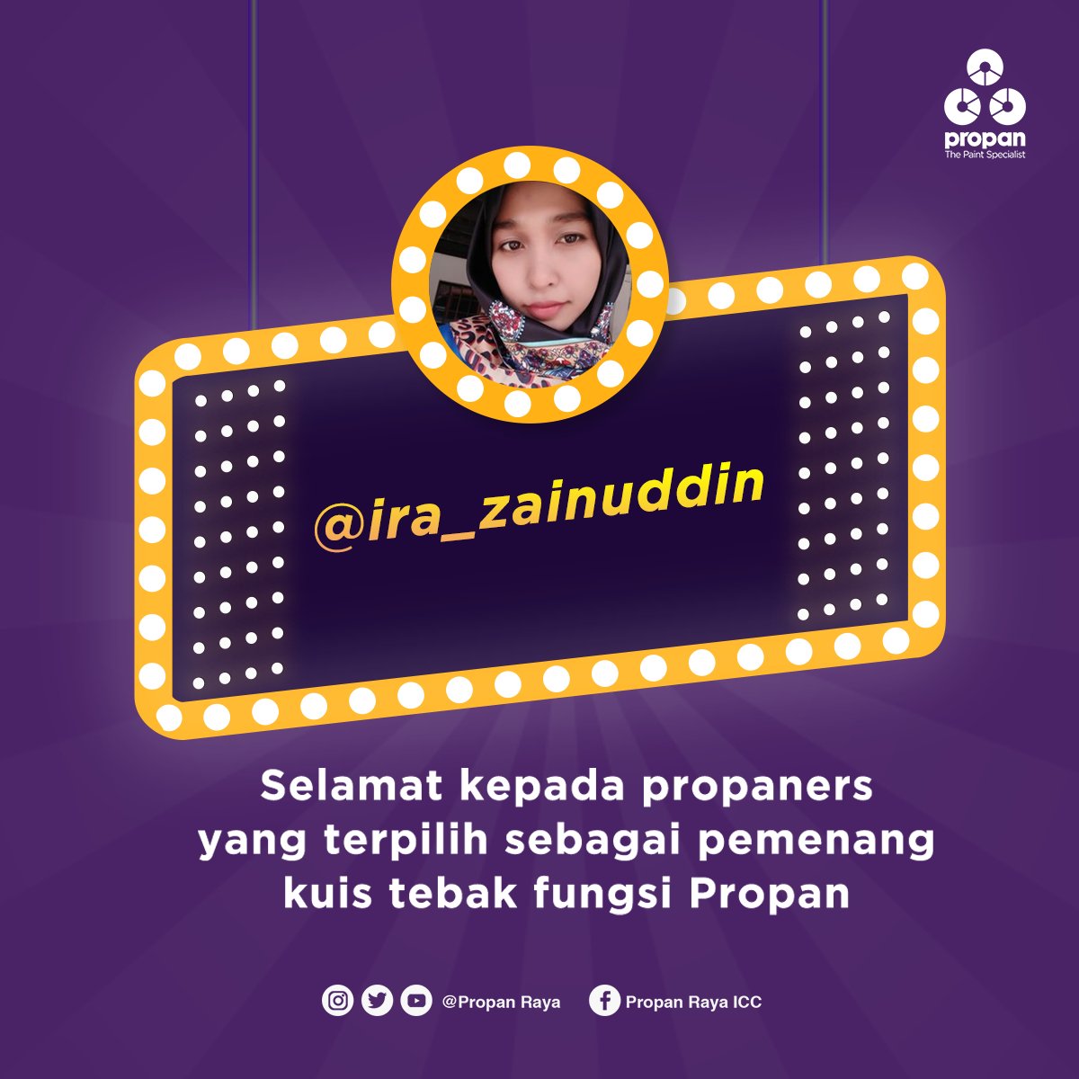 propanraya's tweet image. Selamat pada @ira_zainuddin yang terpilih sebagai pemenang kuis #Profun! Mohon konfirmasi dengan mengirimkan data diri melalui DM ya😊