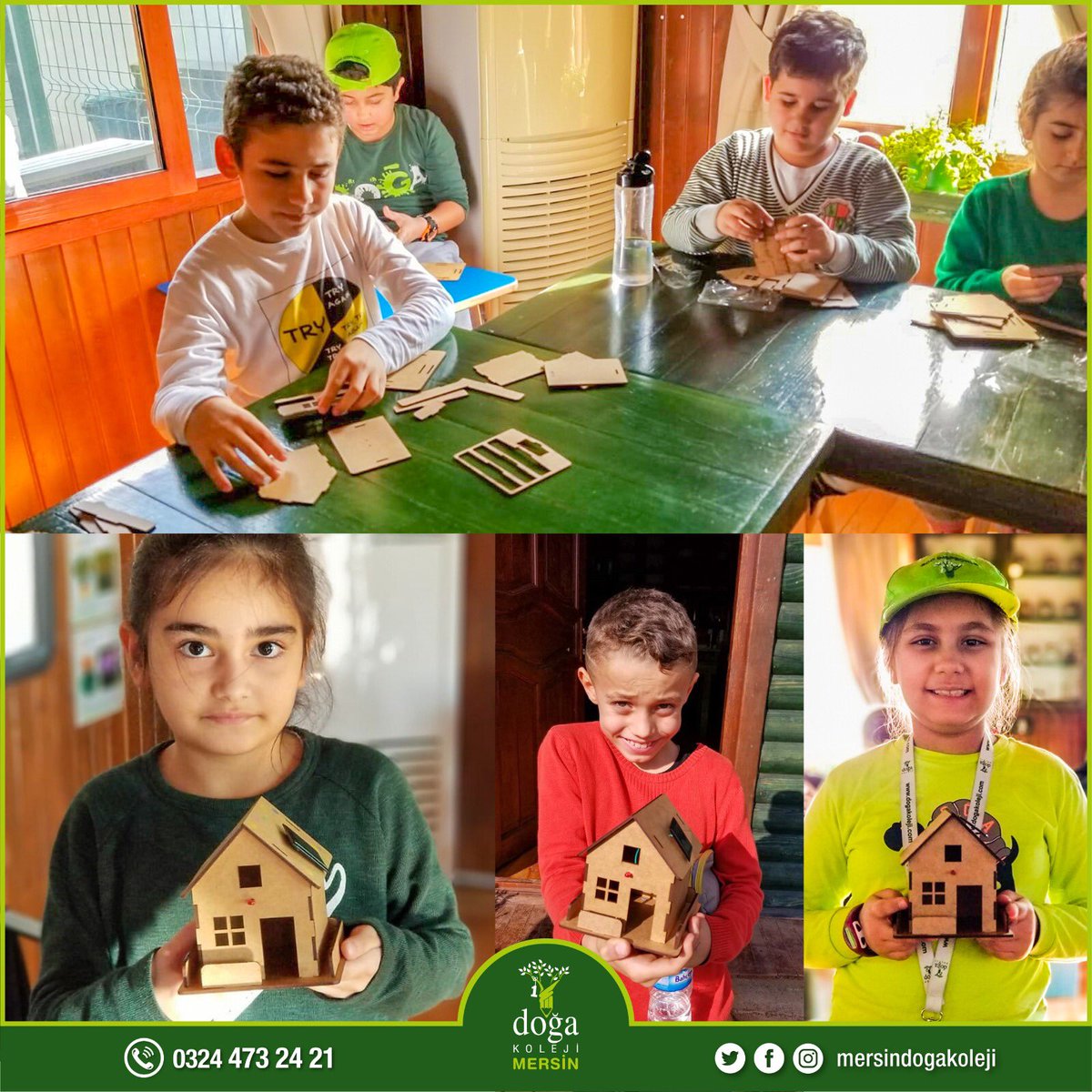 3. Sınıflarımız Ekoloji dersinde "Yenilenebilir Enerji" Konusunu öğrendiler. Bu amaçla kendilerine dağıtılan ev parçalarını birleştirerek maket evlerini oluşturdular. Güneş panellerini maket evlerinin çatısına yerleştirerek güneş enerjisinden elektrik enerjisi elde ettiler.