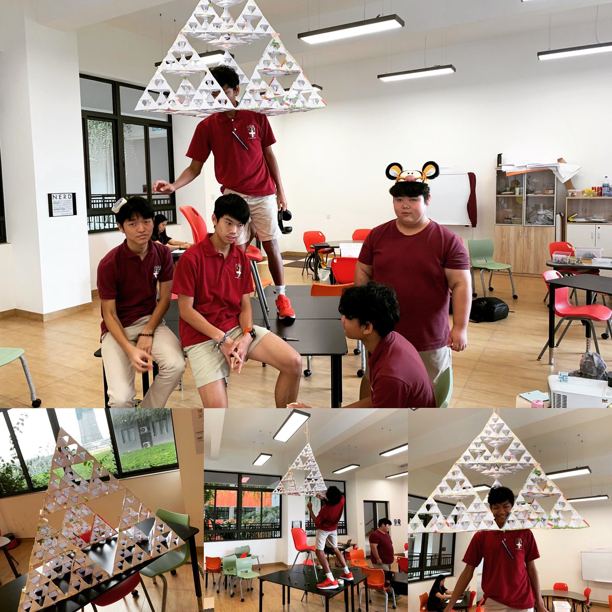kimber_johnston's tweet photo. Geometry students show off their completed Sierpinski’s Tetrahedron. #ssmfc #wecreate #geometry #issedu @StShattuck https://t.co/2AU97K4Kns