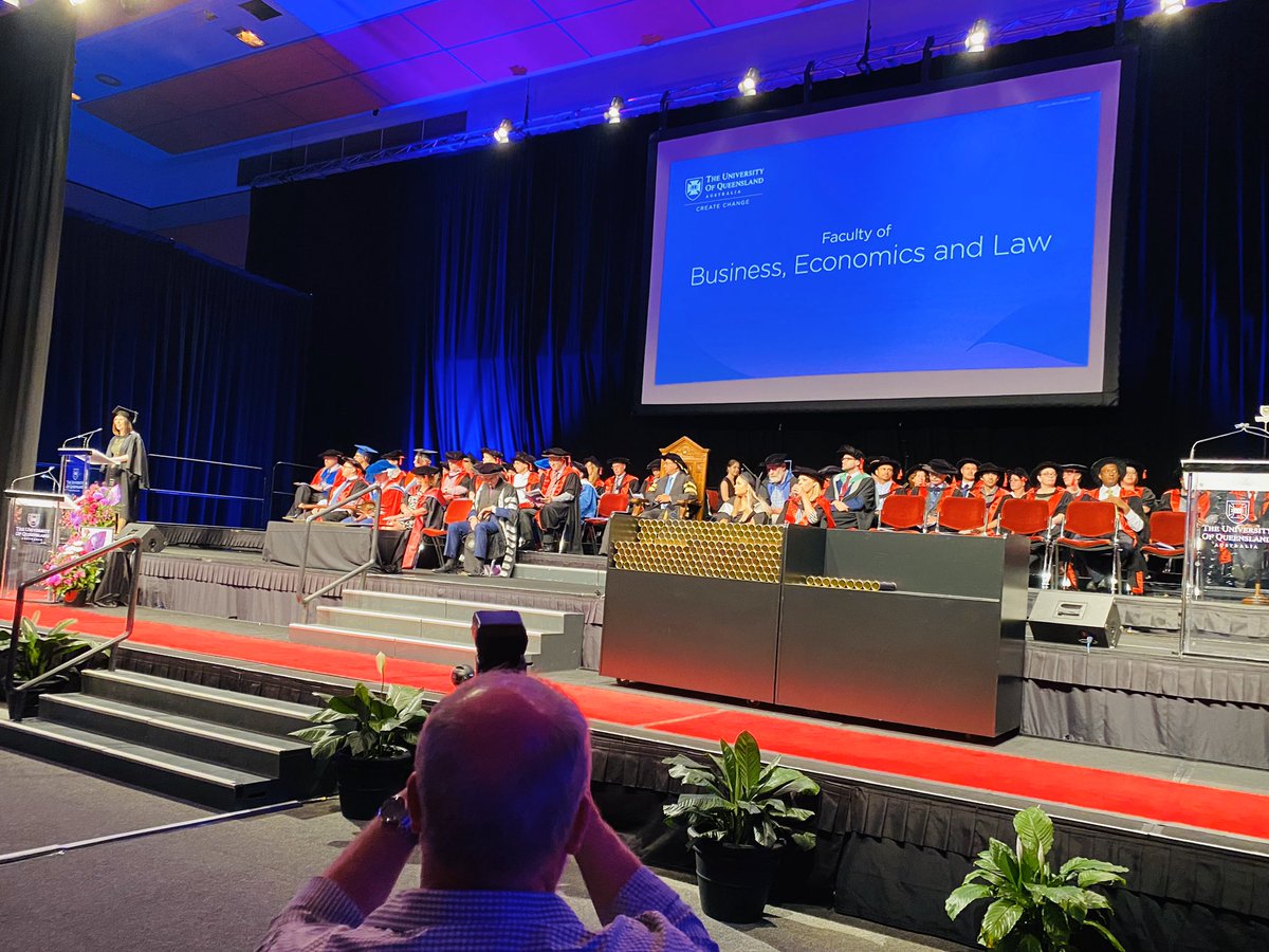 USwithAUS's tweet photo. I’ve said it before and I’ll say it many times more...I’M SOOOO PROUD OF @Janita_EM!!! Public Speaking...☑️! In front of ~400 @UQ_News #BELFaculty graduates and their friends &amp; family, Janita shared her #multicultural success story and she did a magnificent job! Cheers!🥂 https://t.co/yN2kz2Q7id