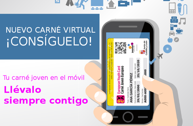 JuventudCYL's tweet photo. #CARNÉJOVEN | Ahora llevarlo en el móvil va a ser más fácil: 
• No necesitas app 
• Incorpora el número CCDB para acceder a ventajas online y más 
• Incluye código QR para verificar su vigencia
¡Consíguelo desde el 12 de diciembre! 👀 https://t.co/F4ukV2iWKc https://t.co/qy6fiMrSj3