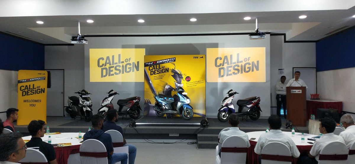 MotorVikatan's tweet photo. Winners Along With The Models Designed By Them &Juries, In Call Of Design Event By TVS! #tvs #ntorq #scooter #design #motorvikatan #EndGameofTorqians #NtorqCallofDesign #InTheEndGame @tvsmotorcompany https://t.co/LFolEpUQPv