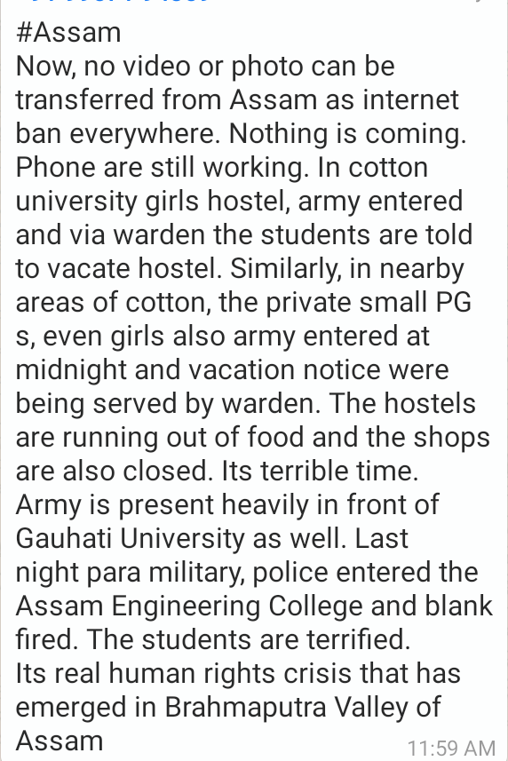 ChinmoyeeBorgo2's tweet photo. @UNHumanRights @BBCBreaking @BBCWorld @FoxNews @CNN @SkyNewsBreak @akshaykumar #SaynotoCAB #AssamProtest Present situation of assam,no electricity,no internet, people are suffering from food shortages, n the national Media is unaware of the extreme situation in Assam, need help🙏 https://t.co/CtNfHkxcD3