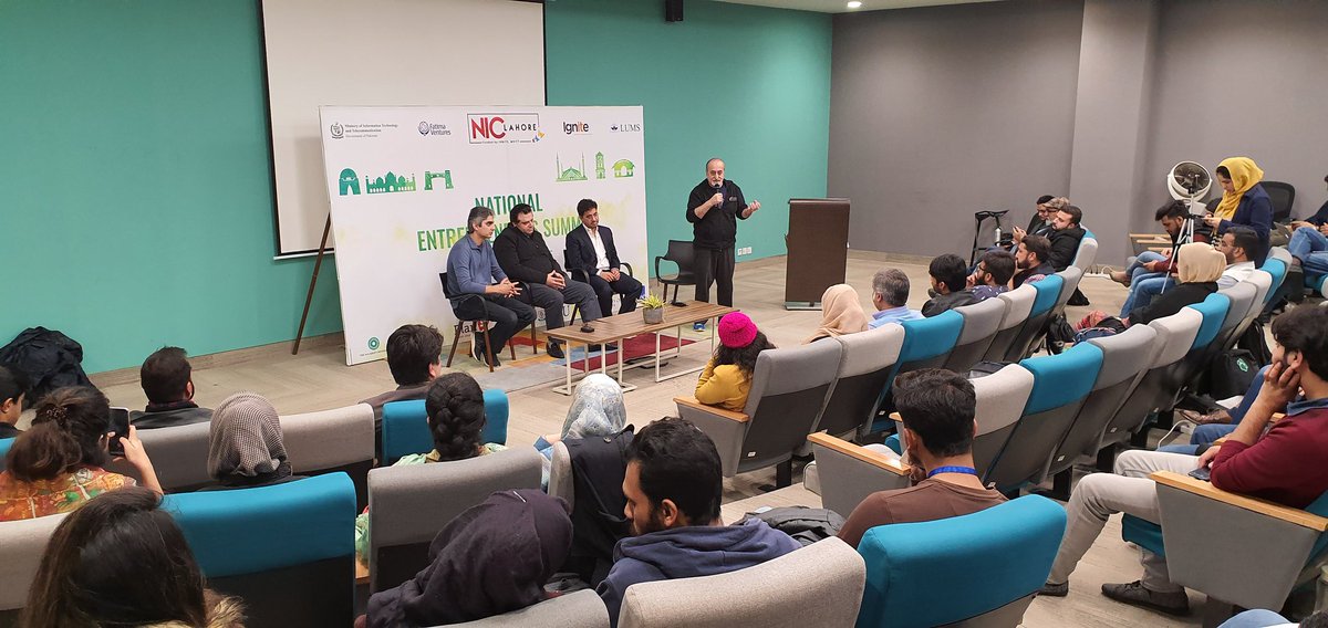 NICLahore's tweet photo. After 4 intense days, #NES2019 is coming to an end. Our last panel on Angel Investments has just begun with @abbas_yousafzai @omarsshah &amp; Ahmed Shahzad. 
#NICLahore #LUMS @LifeAtLUMS @IgniteNTF https://t.co/F9bNukOh0u