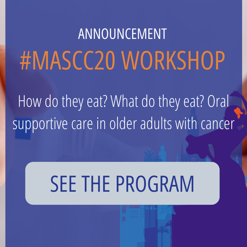 CancerCareMASCC's tweet photo. Reserve your spot at one of the #MASCC20 Workshops. Titled ‘How do they eat? What do they eat? Oral supportive care in older adults with cancer’, this session investigates key issues in oral care in older adults with cancer from everyone's point of view. https://t.co/qNQ5CR3eWN https://t.co/xKkyyfQ0gw