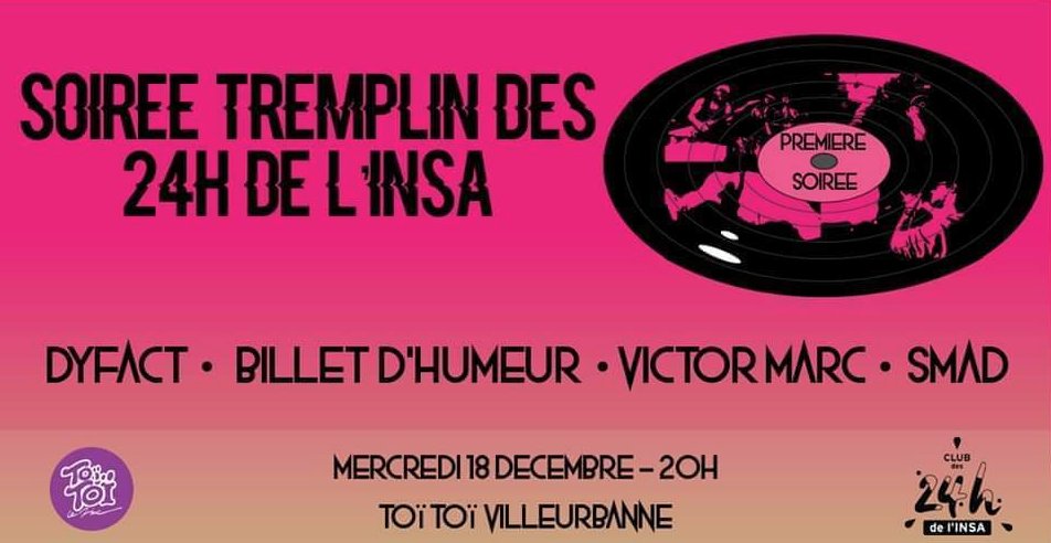 lyoncampus's tweet photo. [ Bon plan #étudiant] @24heuresinsa, le ➕ grand festival étudiant de France, prépare son édition 2020 🎉

Venez assister aux auditions du Tremplin des 24h de l'@insadelyon et profitez d'une soirée de concerts gratuits 🙌

📌 18/12 à 20h au @ToiToiLeZinc :
https://t.co/GOCfOWjfvm https://t.co/qzY9hgD47q