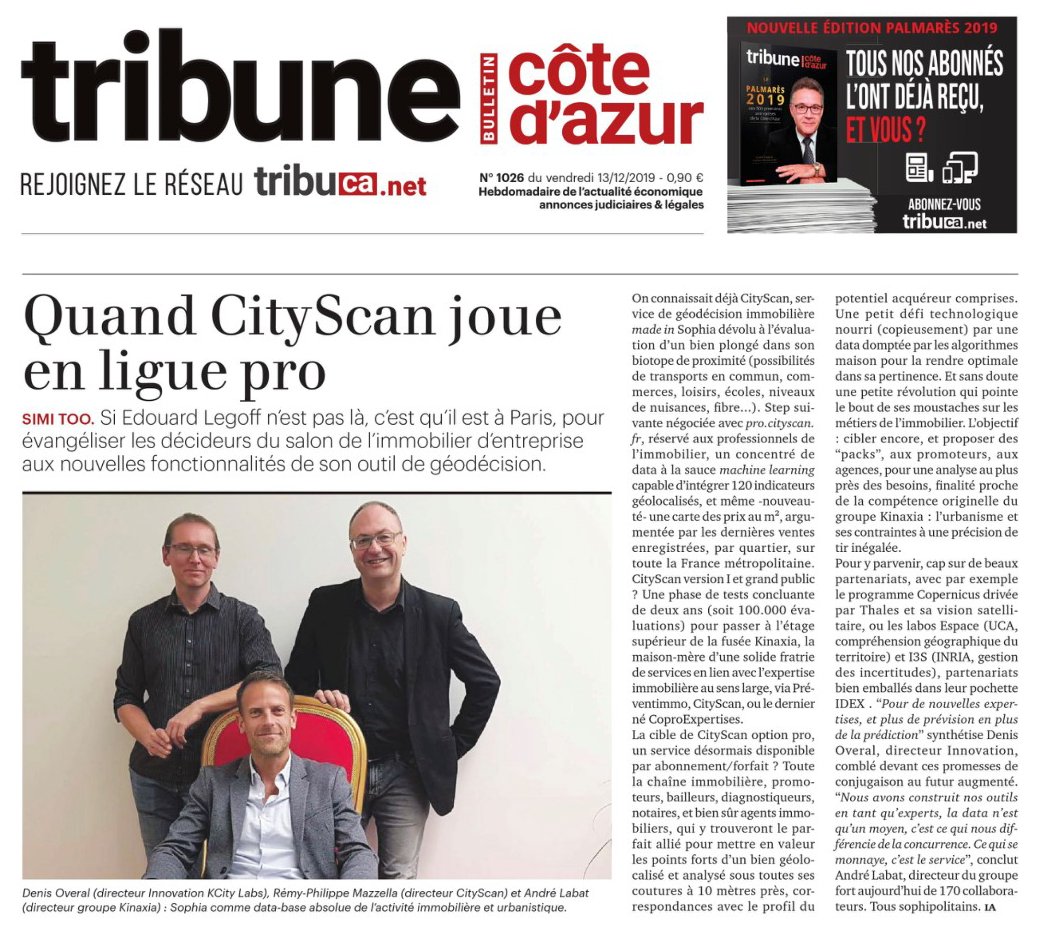 CityScanFR's tweet image. Merci Isabelle Auzias / @Tribuca pour ce super article ! #Presse #immobilier #solutionPRO #SmartData #innovation #SophiaAntipolis