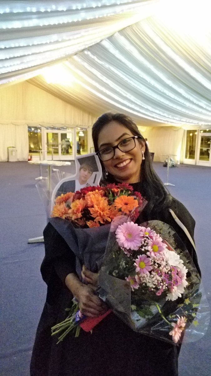 MryR13T5's tweet photo. I have graduated with a Merit Qualification in Masters of Accounting from @UofGlasgow. I had taken motivation from many and I am grateful to many more people, specially my parents 💜💜. And my grad was on my @BTS_twt bias Jin's Bday😍😍 Couldn't have done it without their music💜 https://t.co/IsRuAKbtdQ