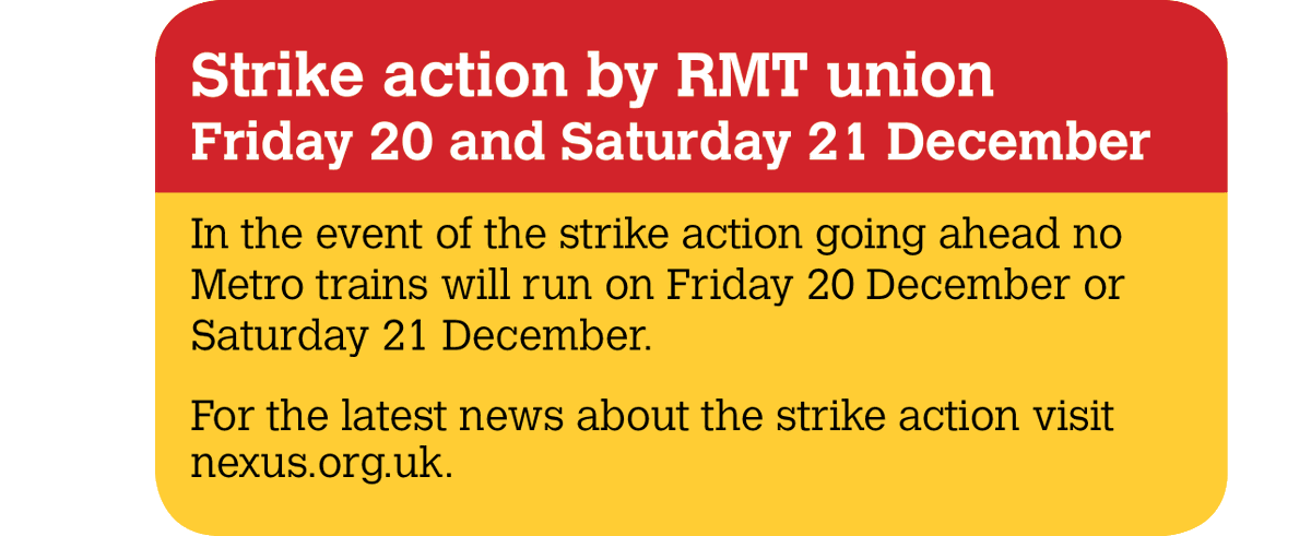 My_Metro's tweet photo. The RMT union has called a train crew strike on Metro on Friday 20 December and Saturday 21 December. This will mean that no Metro services will be running on these days. Passengers need to plan ahead and find alternative modes of transport. Full details: https://t.co/VV1zy508zK https://t.co/zqCMYHTfII