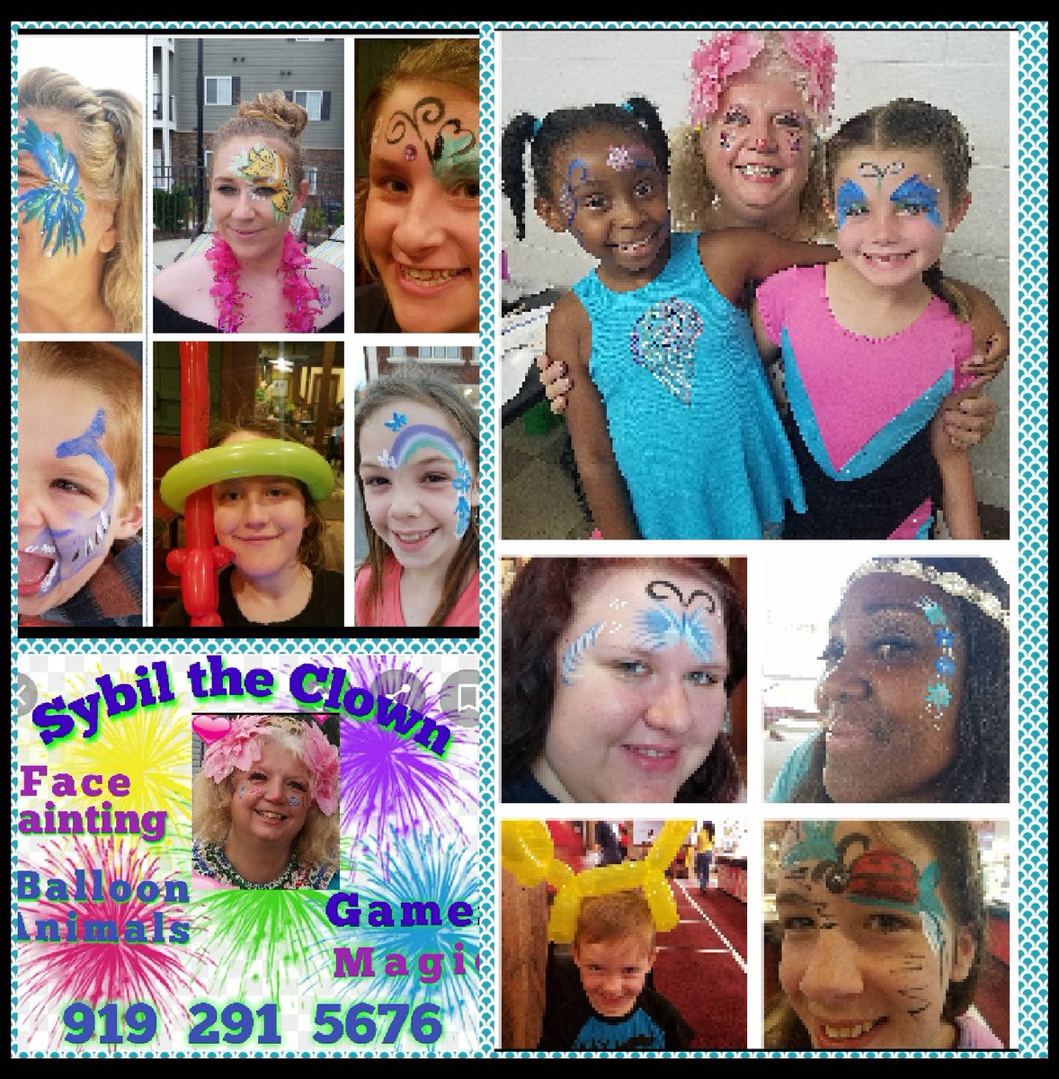 SybilTheClown's tweet photo. Planning a Birthday💘 a Party 🎀 a 😙 Special Event or any type of 🕩Celebration and you don't know what to do then call me 💘 Sybil the Clown I Offer Face Painting Balloon Animals Games Magic Story Telling Singing Telegrams and more  Sybil Clow 💘 🎵💘😙 (919) 291 - 5676 https://t.co/mk45YJ6MEN