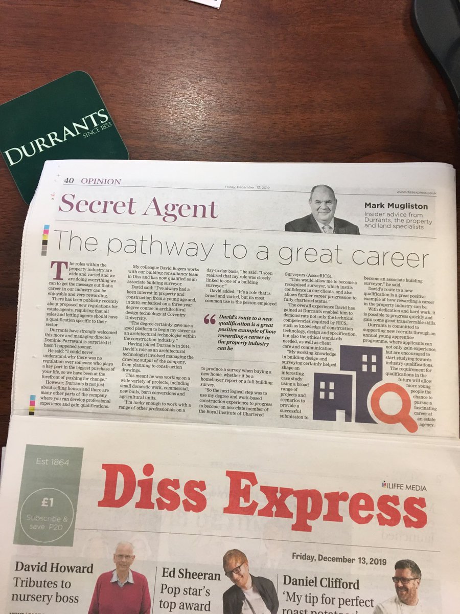 My latest Secret Agent article is out today ⁦<a href="/Diss_Express/">Diss Express</a>⁩  featuring David’s story from ⁦<a href="/DurrantsBC/">Durrants Building</a>⁩