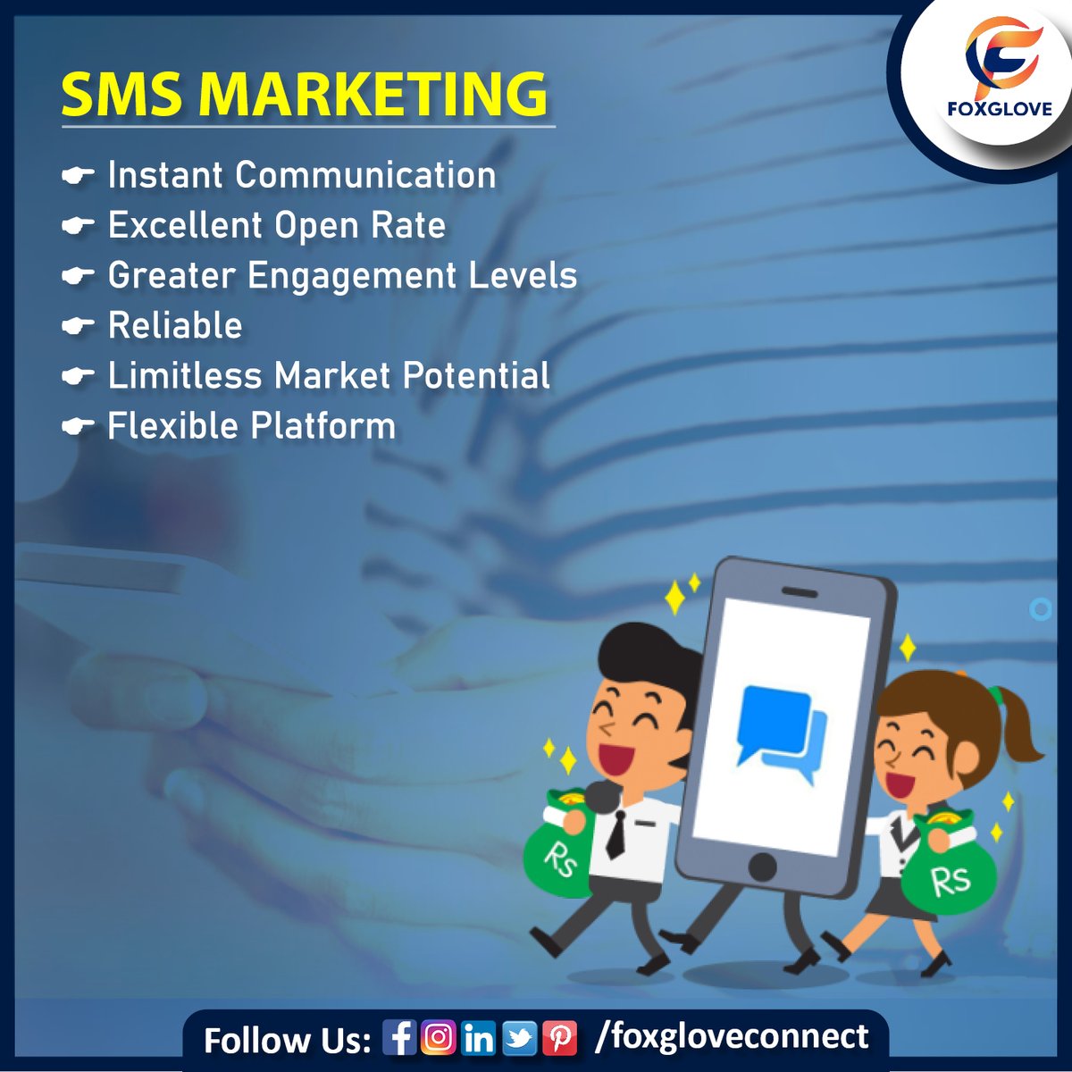 Boost your business growth prospects with Bulk SMS marketing. Engage your customers by sending SMS with regular offers, promo codes etc.
Regards: @FoxgloveConnect 
#FoxgloveConnect #BulkSMS #EnterpriseMessaging #BulkMessaging #DigitalMarketing #InternetMarketing #SEO #SMO #SMS