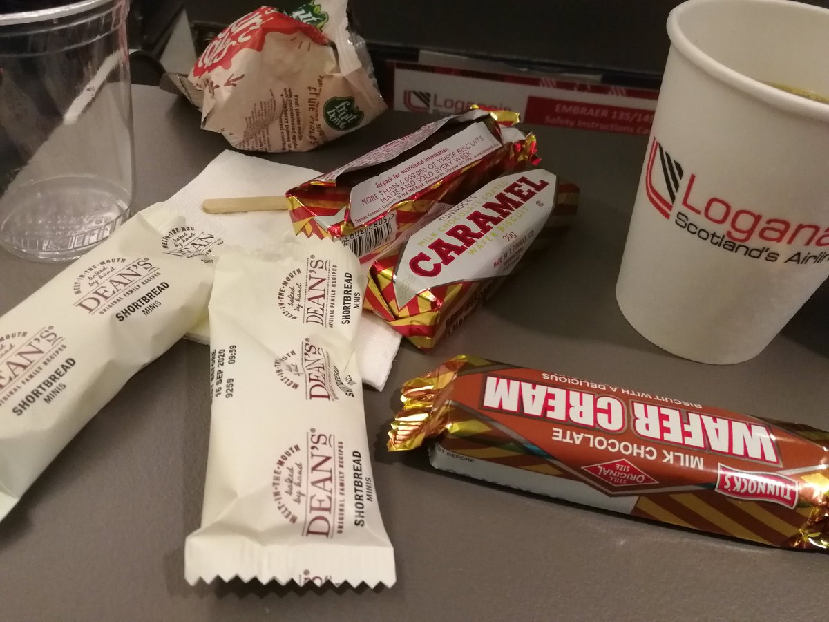 Had the privilege of flying with <a href="/FlyLoganair/">Loganair</a> this morning Glasgow - Southend - friendly staff, good banter and a ton of <a href="/DeansShortbread/">Dean's</a> and <a href="/TunnockOfficial/">TunnocksOfficial</a> caramel wafers - belter!