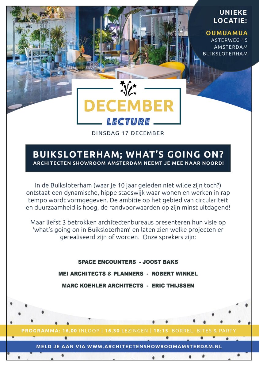 Aanstaande dinsdag 17 december is de December Lecture, de allerlaatste kans om je aan te melden is nu! Wil jij dit niet missen? Meld je dan snel aan via deze link: eventbrite.nl/e/tickets-dece…