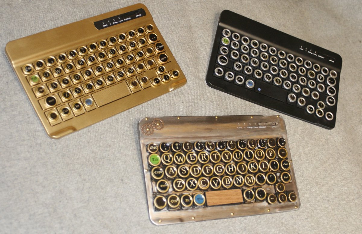 DavidAskem's tweet photo. Mini bluetooth keyboards for smartphones and tablets
steampunk style with 3 designs
#steampunk
#bluetooth
#keyboard
#gadgets https://t.co/wBT3xkjS5A