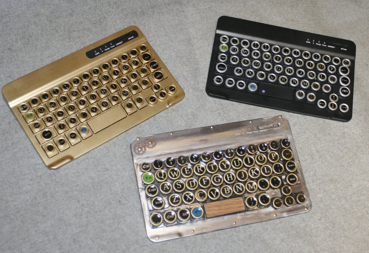DavidAskem's tweet photo. Mini bluetooth keyboards for smartphones and tablets
steampunk style with 3 designs
#steampunk
#bluetooth
#keyboard
#gadgets https://t.co/wBT3xkjS5A