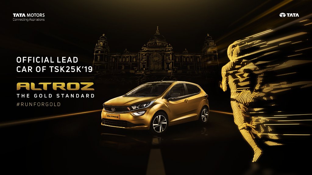 TataMotors's tweet image. #RunForGold and demonstrate your indomitable will on 15th Dec, by crossing the finish line of Tata Steel Kolkata 25K Marathon in a blaze of glory. Driven by Altroz -#TheGoldStandard