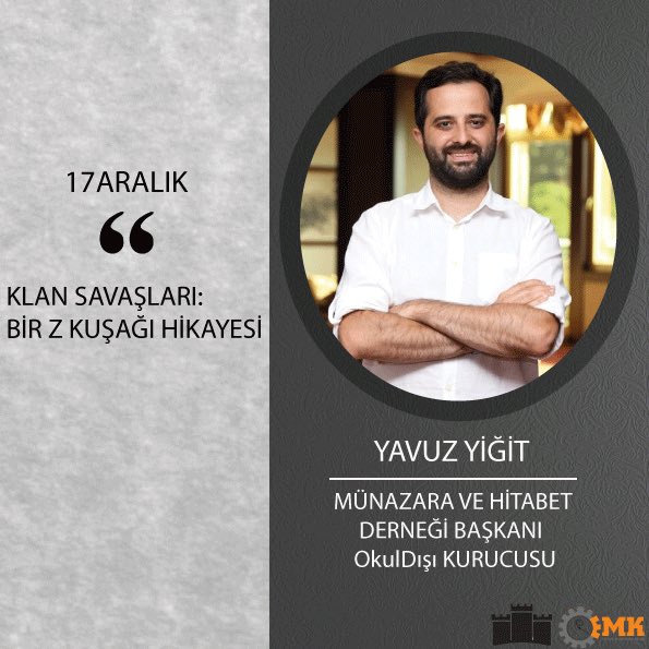 KOUEMKKALE's tweet image. Münazara ve Hitabet Derneği Başkanı OkulDışı Kurucusu YAVUZ YİĞİT 17 Aralık’ta “Klan Savaşları: Bir Z Kuşağı Hikayesi” adlı konuşması ile bizlerle olacak. ✨ #kouemk #kouemkkale #devinim