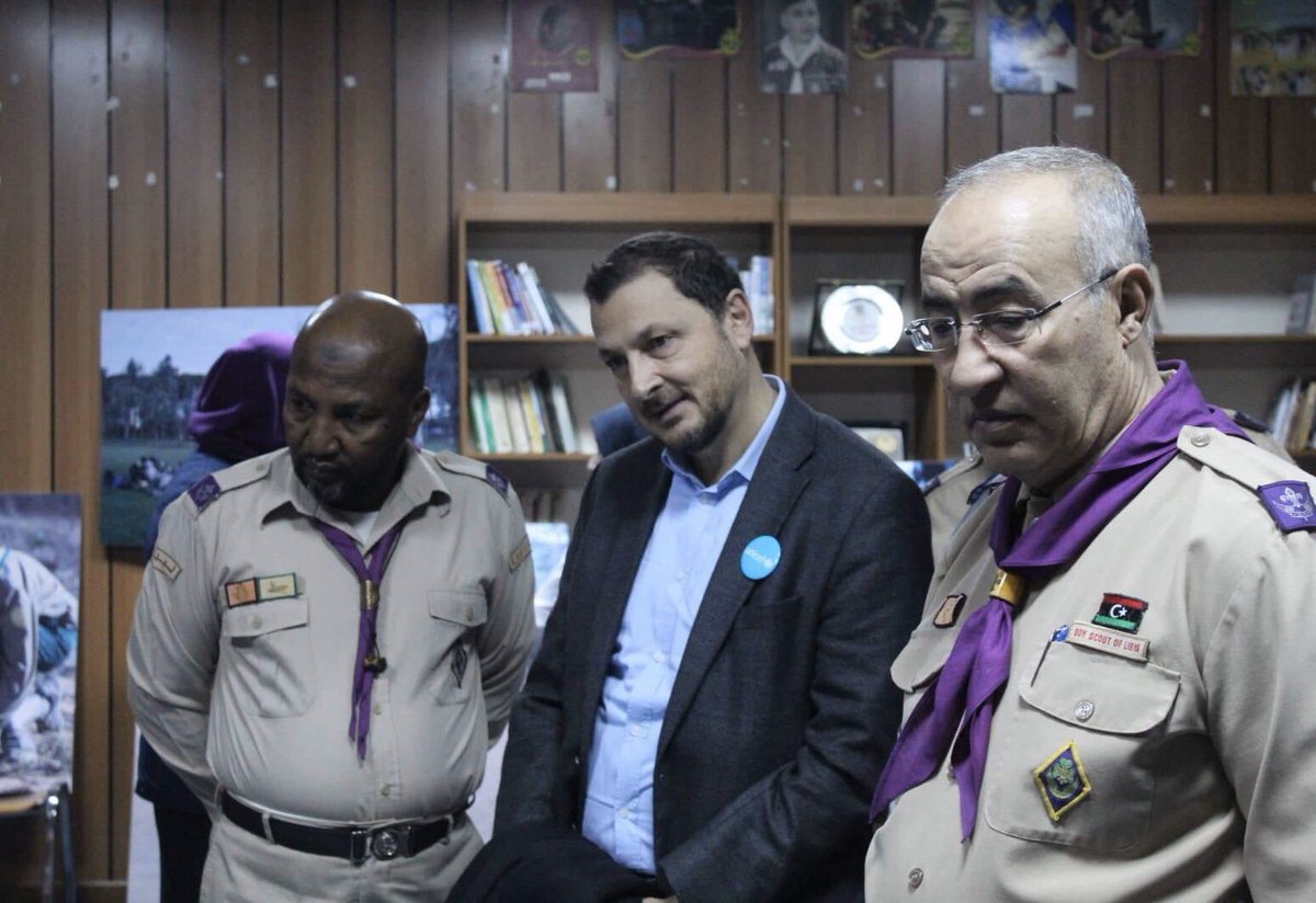 UnicefLibya's tweet photo. 'We are grateful for our partnership with Scouts. We value the crucial role they play in providing immediate response &amp; assistance to children &amp; families, especially in hard-to-reach areas, and their voluntary &amp; united efforts' UNICEF Special Representative to 🇱🇾 @ARAGhandour https://t.co/Zvc7UhhMCH