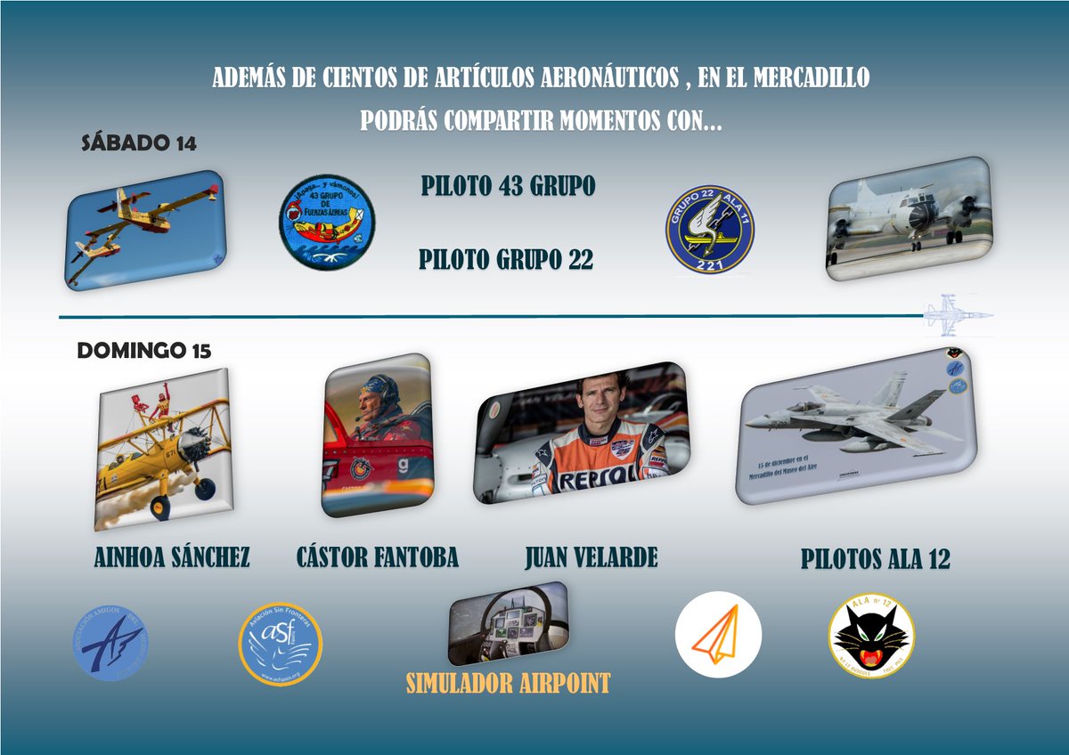 FOTOgrAAMA's tweet photo. Feliz #Viernes Recordar que este #findesemana tendremos
Mercadillo Solidario organizado por @AmigosMuseoAire y con novedades 👇ver cartel 👇 @ASFSPAIN
#AVIACIONSINFRONTERAS #alasdelaesperanza #alasdelasonrisa #mensajeríasolidaria
@FIOtuit
@AIREorg
@controladores @LeonSpotters https://t.co/GIaSYA9RgW