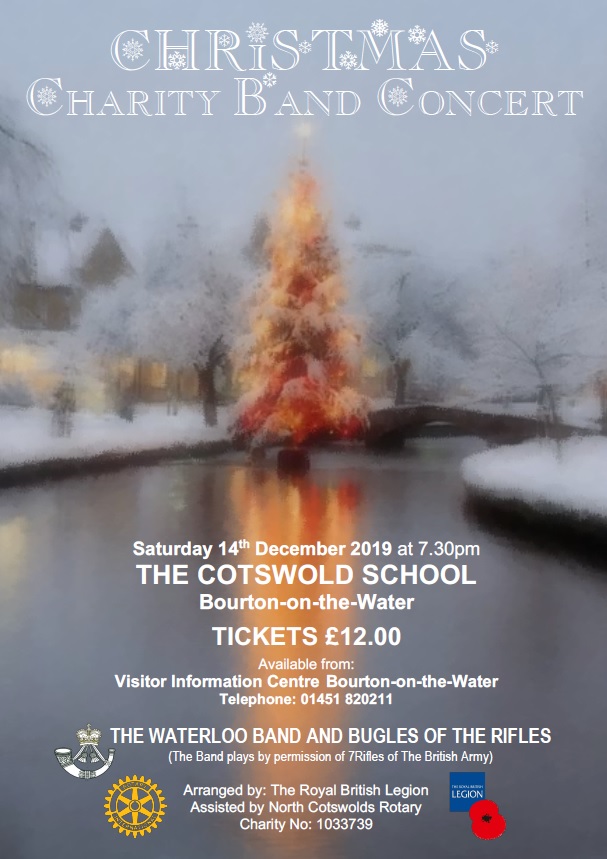 @PulhamsCoaches are proud to sponsor @RotaryCotswolds & #RoyalBritishLegionBourtonBranch #CharityBandConcert #Saturday #14December at @Cotswold_School . Advanced tickets on sale at #BotW #VisitorInformationCentre @moreBourton or can be purchased at the door @UpperRissington