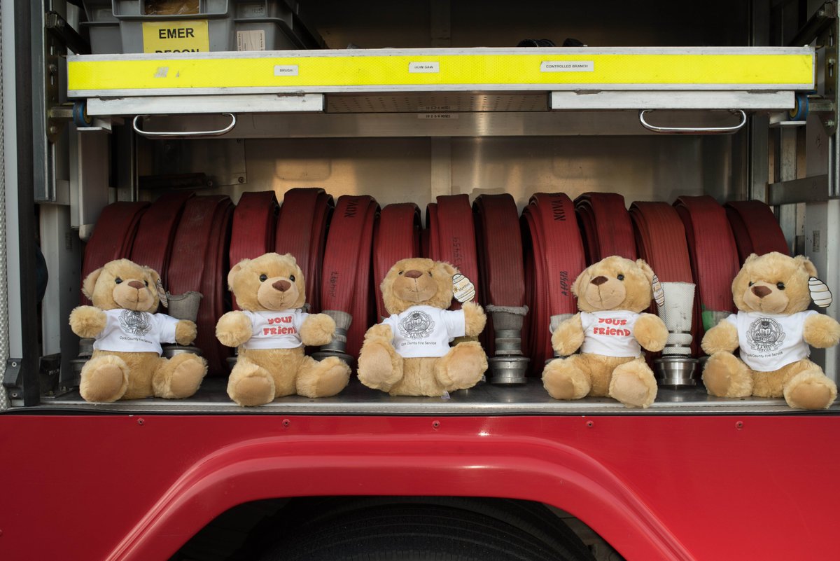 At Millstreet Fire Station to welcome some new recruits to the @corkcountyfire team! These 'Buddy Bears' have a very important job! 🧸🧸🧸 They will help comfort children in traumatic emergency situations and the bears will travel in every fire tender!