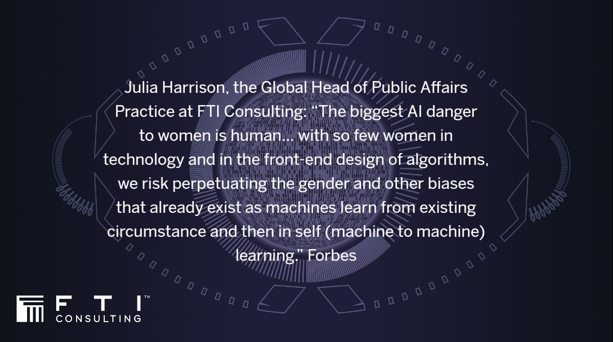 Julia Harrison comments on the biggest AI danger to women. Read the full <a href="/Forbes/">Forbes</a> article here bit.ly/2YKDGi3