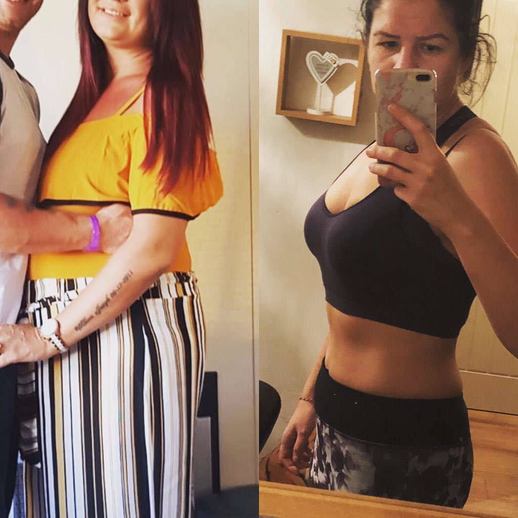 bonkinley's tweet photo. Woke up after an insomnia kinda night thinking I really cannot be bothered with an early morning exercise... so thought why not look at a throwback 🔙 needless to say I changed my mind 💪🏻 me in aug 2018 and me this morning after working out 👊🏻 #determination #dontgiveup https://t.co/6nhSzKaeMi