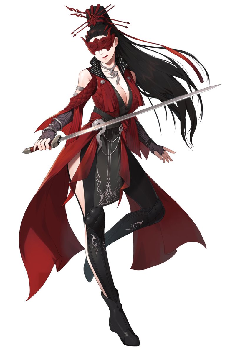 Naraka Bladepoint にて 盲剣を描かせていただきました 赤が Sb のイラスト