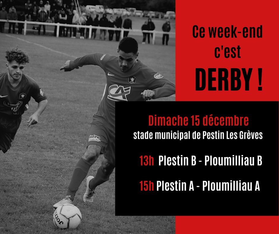 🚨Matchs extrêmement importants pour les équipes milliautaises ce week end. Les deux équipes se déplacent chez les voisins de de l'AS Plestin. Nous comptons sur vous, supporters, pour venir nombreux soutenir les rouges et blancs dans ces deux derbys!⚪️🔴