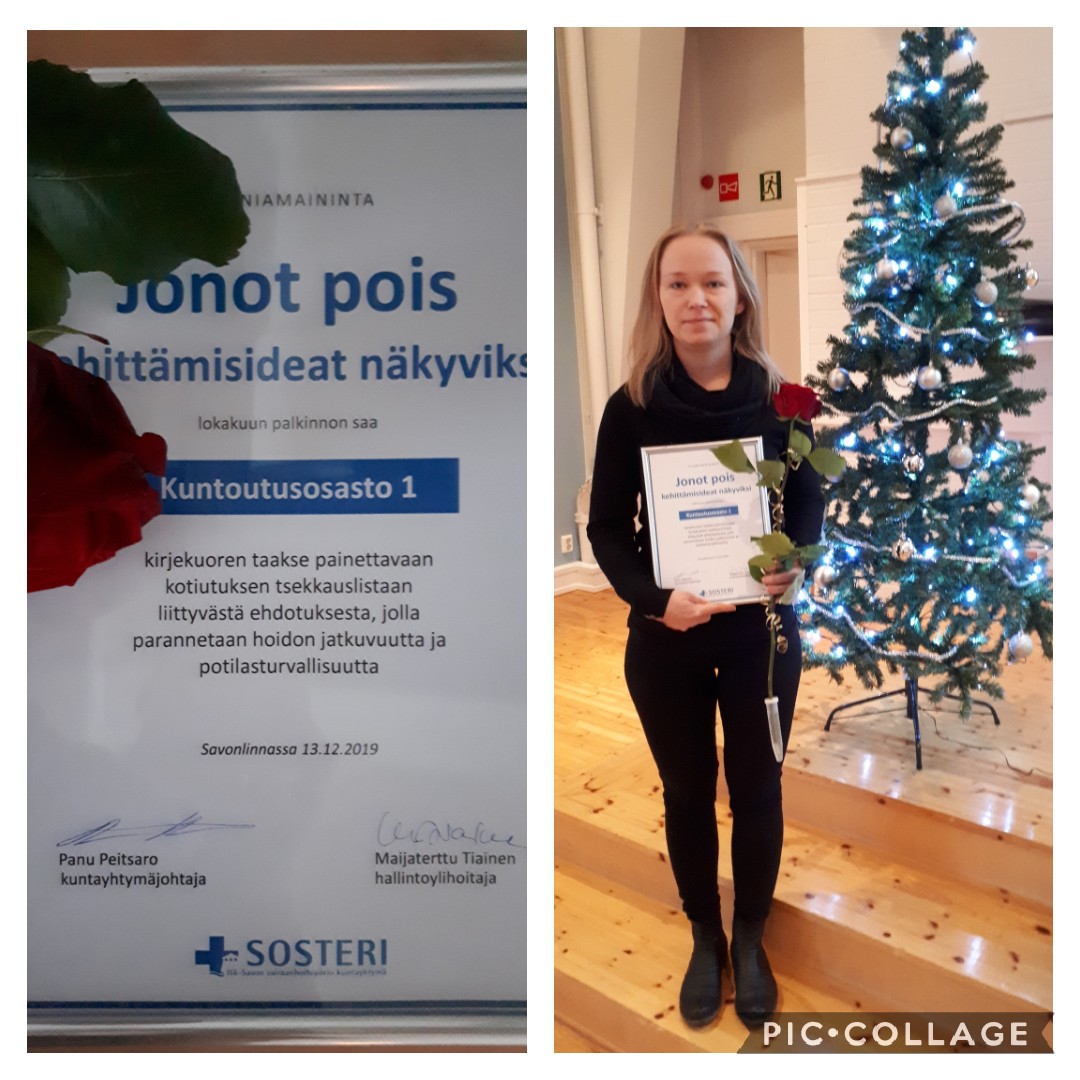 MtTiainen's tweet image. Messu- ja palkitsemispäivä tänään @SosteriFI'ssa. Lokakuun palkinnon kävi pokkaamassa sh Kristiina kuntoutusosastolta hoidon jatkuvuuden turvaamiseen liittyvästä ehdotuksesta. Lämpimät onnittelut ideanikkareille! #jonotpois  #asiakasensin