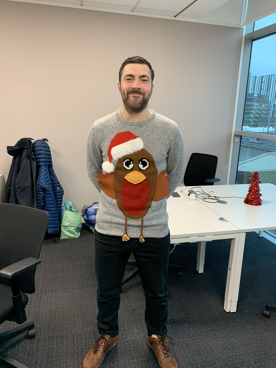 VicDow1's tweet photo. The #NetApp Manchester office team have donned the Christmas knits today for #savethechildren #christmasjumperday 
Looking good guys 😃 £382 raised so far!!! https://t.co/tT7N4bgfVe