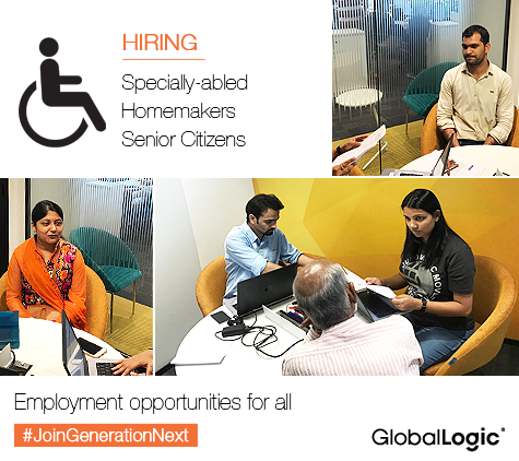 GlobalLogic_IN's tweet photo. This Friday is dedicated to #DiversityHiring. We are hiring team members with special abilities to join our team at Gurgaon. Apply directly or refer someone you know for this opening. Join the team! https://t.co/RfbTWTqoST #JoinGenerationNext #homemakers and #seniorcitizens https://t.co/BpBWnMpopt