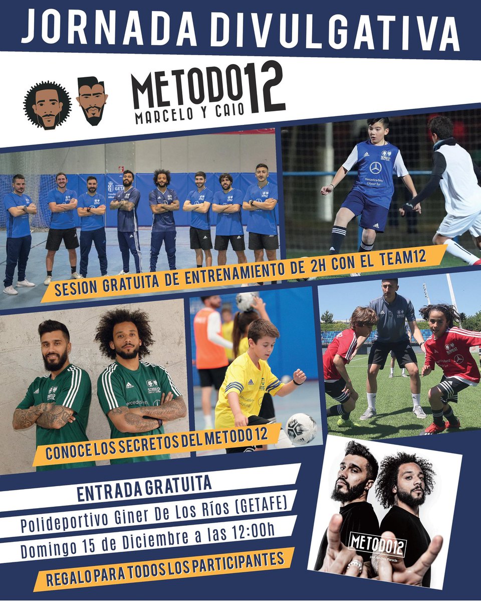 DeporteGetafe's tweet photo. NO LO OLVIDES !!! El prestigioso equipo #Team12 te invita a conocer su #Método12 en la I JORNADA DIVULGATIVA GRATUITA de @Campus_12 para niños y niñas de 6 a 16 años que celebrará el domingo a partir de las 12'00 h. en el Giner de los Ríos
NO TE LO PIERDAS 😉⚽️🔝
#Getafe #Deporte https://t.co/iXv9MNkm3f