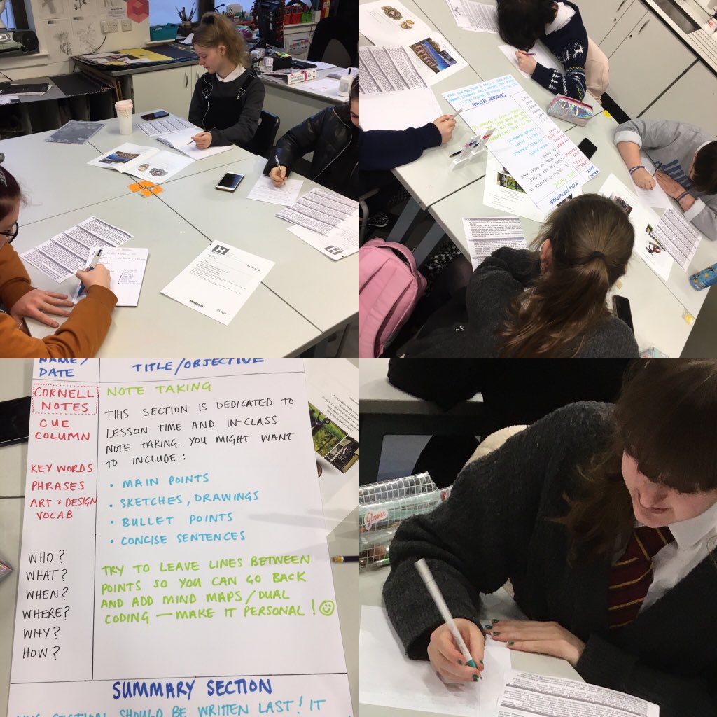 harrisartdept's tweet image. Wonderful Higher pupils using the Cornell note taking method📝in the Art Dept this morning. Studying Rene Lalique & Art Nouveau. Preparing for the Formal assessments after the hols. #effective #studytechnique #IDL @LandTHarris