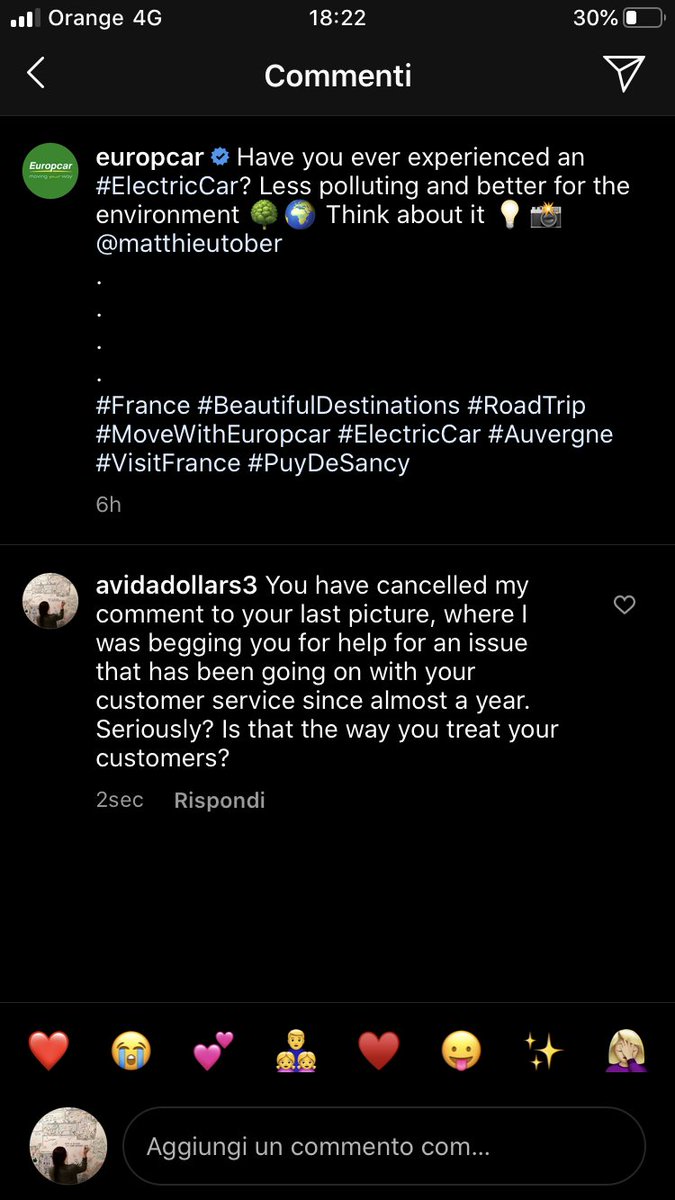 AvidaDollars3's tweet photo. @Europcar @Europcar_IT I've been trying to reach you via emails for months but no answer. I've been trying to get help through IG and you keep on cancelling my comments. This is just shameful and all I am asking is to get assistance... https://t.co/4HgeRVLITx