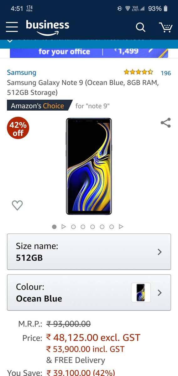 jhakjhuk1853's tweet image. So @SamsungIndia @SamsungMobile another bad experience.
My bro's Note9 dead after 1yr of use. they say motherboard dead, display is dead same is not yet checked by them, they want me to purchase MB to check display they don't have it. 
56k for repair. new phone cost 48k (1/2)