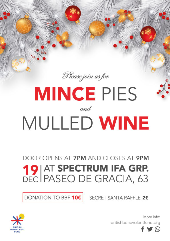 Enjoy an evening of mince pies and mulled wine with the British Benevolent Fund in Barcelona on Thursday, December 19, at 7:00pm. britishbenevolentfund.org/events/mince-p… #Christmas #BBF #mincepies