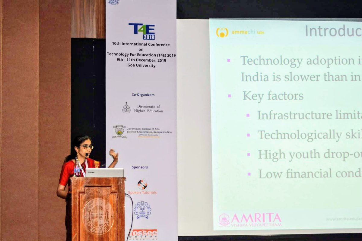 AMRITAedu's tweet photo. Our @2econdFoundatn Team from @ammachilabs &amp; researchers from @CWEGE_Amrita presented research papers on rural #youthtraining, #maker spirit, #VR, #teacher #education at the 10th International Conference on Technology for Education (T4E) on 9th December 2019.  
#t4e2019 #EduTech https://t.co/uNW3jeSfJH