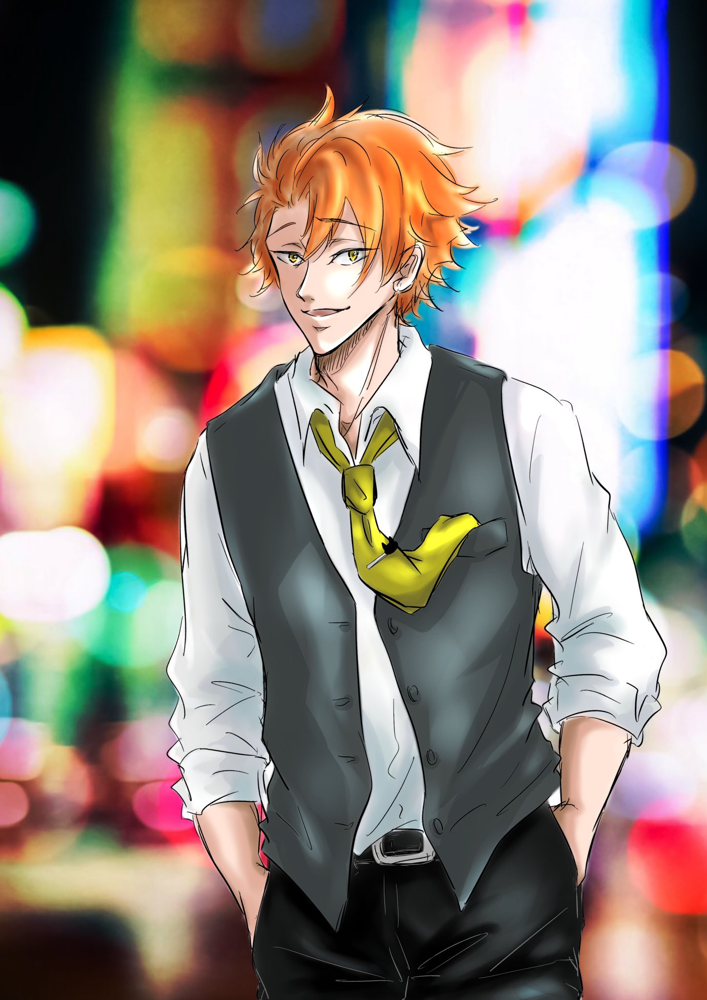 いおりん キラキラしたクリスマスのイラストが描きたいなぁ とか考えてペン握ったのに ギラギラした楓くん描いちゃった 金城楓にスーツ着せたら超ホスト T Co Lrfkcsiv0m Twitter