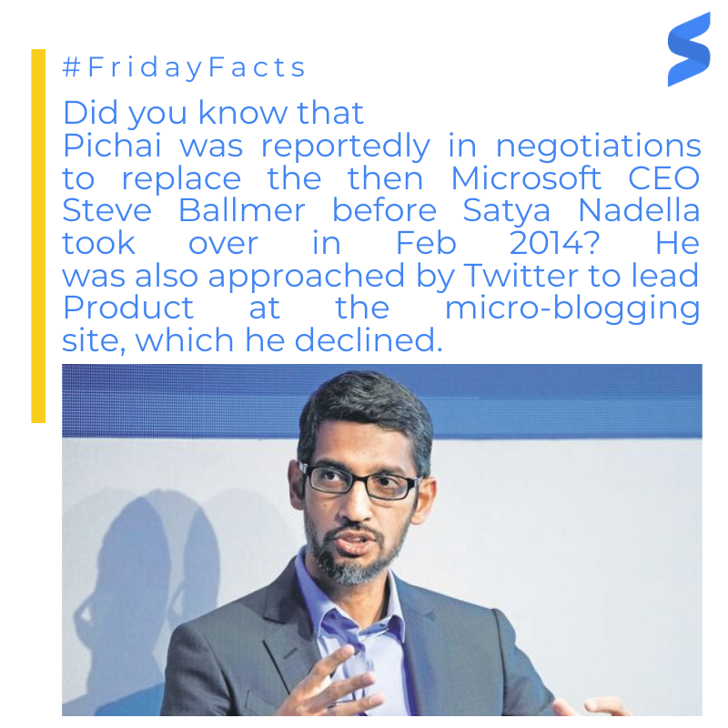 scholarmi's tweet photo. #DidYouKnow #FridayFacts #sundarpichai #Google 
#Contest #ContestAlert #FridayMotivation #FridayThoughts https://t.co/eXzRJEI6LJ