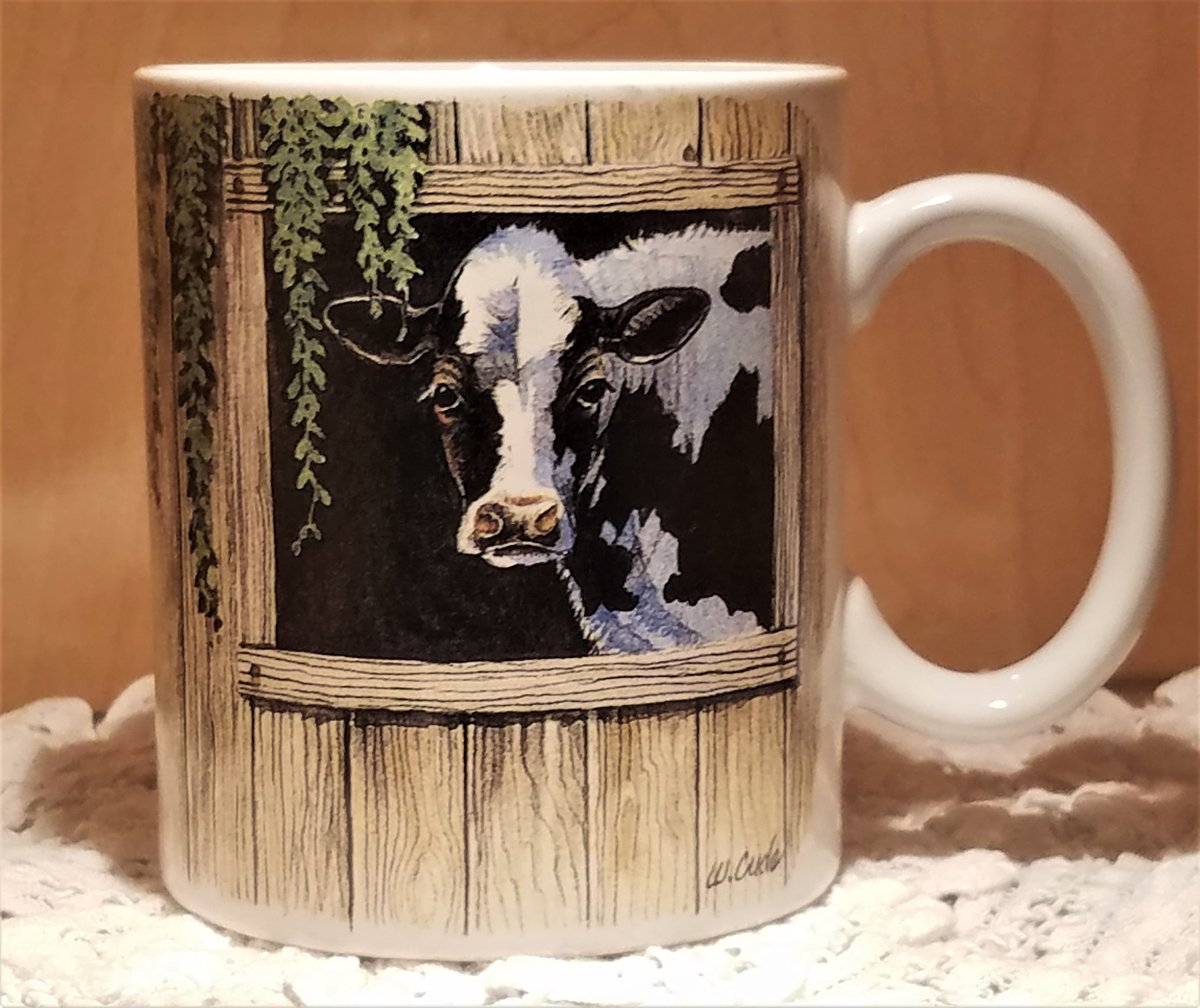 Excited to share the latest addition to my #etsy shop: Whimsical Cow Coffee Cup Cocao Mug Tea Cup Cute Gift etsy.me/2PhBHyx #housewares #white #yes #animal #no #ceramic #black #largecoffeecup #cutecowmug