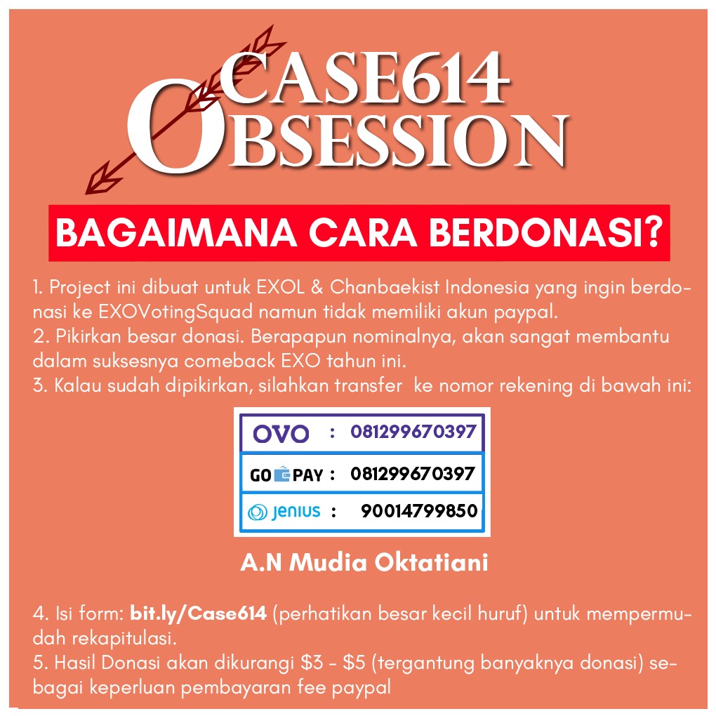 kiyowoshi's tweet photo. [#CASE614_OBSESSION ROUND 2]

Hello chanbaekist around the world!

Sukses dengan Round Pertama, CASE614 hadir lagi nih mengadakan fundraiser untuk membantu @EXOVotingSquad dalam menaikkan poin digital EXO.

Donasi dibuka hanya sampai 23 Des 2019.

More info check pict!! https://t.co/gzvj3v5uFC